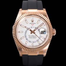 레플리카 [로렉스] 남성용 스카이더웰러 m336235-0003 18K 로즈골드 42mm 오토매틱 Cal.9002 타입 우레탄줄 화이트 다이얼 rol5313  