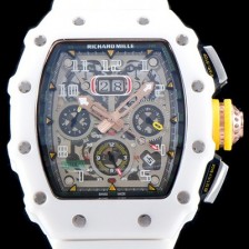레플리카 [리차드밀레] 남성용 최신버전 업그레이드형 RM011 화이트 세라믹 오버사이즈 데이트 크로노그래프 스켈레톤 다이얼 오토매틱 무브먼트 RIC0411  
