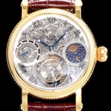레플리카 [파텍필립] 남성용 그렌드 컴플리케이션 18k 옐로골드 문페이즈 세귤 리얼 투어빌론 최상급 쥬얼 다이아몬드 베젤 스켈레톤 다이얼 PAT0402  