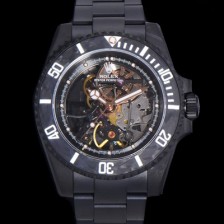 레플리카 [로렉스] 남성용 서브마리너 PVD코팅 스켈래톤 오토매틱 Cal.3130 40mm PVD줄 블랙다이얼 rol27804  