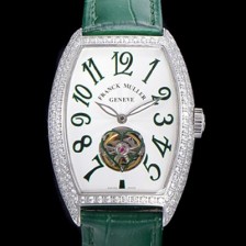 레플리카 [프랭크뮬러] 여성용 상트레 커백스 오토매틱 보석/다이아 케이스 여성용시계 가죽줄 화이트다이얼  fra78049  