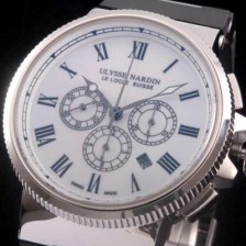 레플리카 [율리스나르당] 남성용 마린크로노그래프 44mm 로마마크 화이트 다이얼 ULY42010  