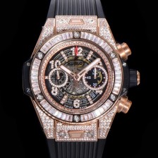 레플리카 [휴블렛] 남성용 빅뱅 유니코 45mm 오토매틱 HUB1280 타입 18K 로즈골드/다이아몬드 풀케이스 러버줄 스켈래톤 다이얼  hub3259  
