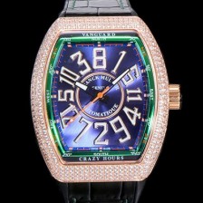 레플리카 [프랭크뮬러] 남성용 뱅가드 오토매틱 CZ02타입 44미리 18K로즈골드/보석/큐빅 셋팅 가죽줄/스트랩 블루다이얼 FRA73786  