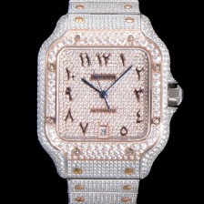 레플리카 [까르띠에] 남성용 산토스 쥬얼 다이아몬드 셋팅 베젤 40mm 큐빅/보석 다이얼 오토매틱 무브먼트 CAR45690  