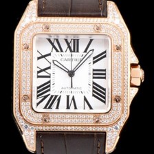 레플리카 [까르띠에] 남성용 산토스 100 XL 로즈골드 다이아몬드 화이트 다이얼 CAR0131  