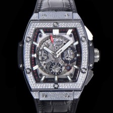 레플리카 [휴블렛] 남성용 스피릿 빅뱅 마스터피스 크로노그래프 Hub4700타입 45mm 다이아몬드 셋팅 가죽줄 스켈래톤다이얼 hub3199  