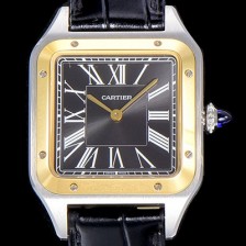 레플리카 [까르띠에]남여공용 산토스 두몽트 쿼츠 커플시계 38미리 43미리/38미리 M/S 블랙다이얼 CAR40398  