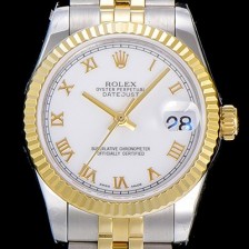 레플리카 [로렉스]여성용 데이져스트 로맨 쥬밸리 31미리 레이디 옐루골드 오토매틱 2836-2 화이트다이얼 ROL13206  