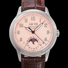 레플리카 [파텍필립] 남성용 퍼페추얼 캘린더 오토매틱 PP Cal.324 타입 40mm 가죽줄 문페이즈 핑크다이얼 pat48084  