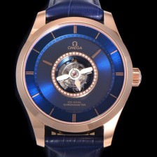 레플리카 [오메가] 남성용 드빌 528.53.44.21.03.001 투어빌론 2638타입 코-엑씨얼 골드크로노매터 44mm 로즈골드 가죽줄 블루다이얼 omg02794  