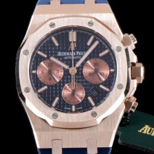 레플리카 [오데마피게] 남성용 로얄오크 26331OR.OO.D315CR.01 크로노그래프 18K 로즈골드 네이비 와플 다이얼 신형 ETA 7750B-2 오토매틱 무브먼트 AUD0100  