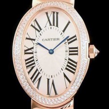 레플리카 [까르띠에] 여성용 베누아 스위스 쿼츠 다이아몬드 골드 베젤 화이트 다이얼 CAR0015  