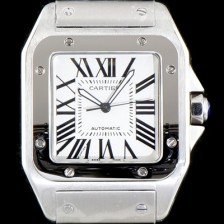 레플리카 [까르띠에] 남성용 산토스 시리즈 100 W200737G  베스트 에디션 화이트 다이얼 브레이슬릿 오토매틱 무브먼트 CAR0004  