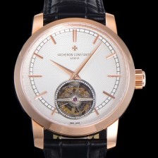 레플리카 [바쉐런콘스탄틴] 남성용 트레디셔널 투어빌론 수동기계식 18K 로즈골드 42mm 가죽줄 화이트다이얼 vac78519  