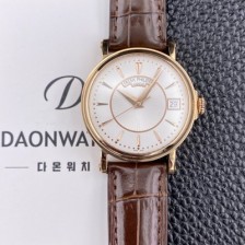 레플리카 [파텍필립] 남성용 칼라트라바 5153R 가죽줄 18K 로즈골드 38mm 오토매틱 Cal.324 타입 화이트 다이얼 pat2281  