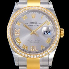 레플리카 [로렉스]남성용 데이져스트 오토매틱 36미리 18K 옐루골드 보석/큐빅 실버다이얼 3235무브 ROL26973  