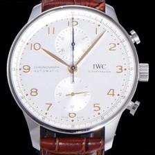 레플리카 [아이더블유씨] 남성용 포르투기즈 IW371604 크로노그래프 오토매틱 Cal.69355 타입 41미리 가죽줄 화이트다이얼 IWC74386  