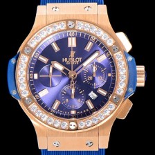 레플리카 [휴블렛]남성용 빅뱅 크로노그래프 44미리 18K로즈골드 다이아몬드우레탄 오토매틱 블루다이얼 HUB47473  