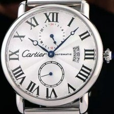 레플리카 [까르띠에] 남성용 롱드더 까르띠에 서브 세컨즈 물결무늬 실버 다이얼 블랙 로마 인덱스 스위스 ETA 2824-A2오토매틱 무브먼 CAR0335  