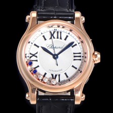 레플리카 [쇼파드] 여성용 해피스포츠 다이아몬드 오토매틱 A2892-2 타입 30mm 금장시계 가죽줄 화이트다이얼 cho70316  