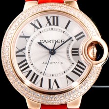 레플리카 [까르띠에] 여성용 발롱블루 WE902066 18K 로즈골드 33mm 다이아몬드 베젤 화이트 다이얼 오토매틱 무브먼트 CAR0504  