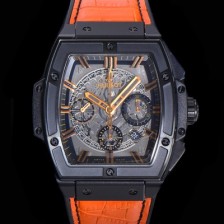 레플리카 [휴블렛] 남성용 스피릿 빅뱅 마스터피스 크로노그래프 Hub4700타입 45mm 가죽줄 PVD코팅 스켈래톤다이얼 hub9121  