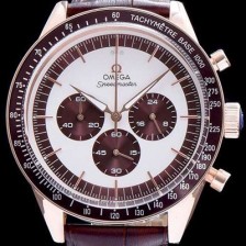 레플리카 [오메가] 남성용 18K 로즈골드 화이트브라운 다이얼 JAPAN QUARTZ (최고급형) 무브먼트 OMG0001  