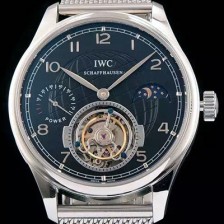 레플리카 [아이더블유씨] 남성용 포르투기즈 투어빌론 문페이즈 파워리져브 실버 인덱스 블랙 다이얼 스틸 메쉬 브레이슬릿 IWC0212  