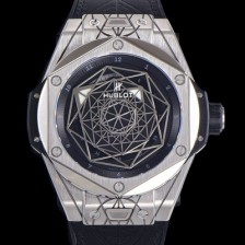 레플리카 [휴블렛] 남성용 빅뱅 쌍 블루 티타늄 오토매틱 HUB1213타입 45미리 가죽/우레탄 믹스밴드 블랙다이얼 hub39168  