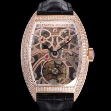 레플리카 [프랭크뮬러] 남성용 그랜드 컴플리케이션 8889 TG SQT BR 수동기계식 투어빌론 55mm  보석/다이아 셋팅 금장시계 가죽시계 스켈래톤 다이얼 fra48923  