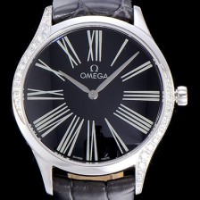 레플리카 [오메가]여성용 드빌 스틸 트레저 다이아몬드 36미리 쿼츠 블랙다이얼 OMG45332  