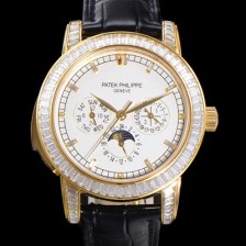 레플리카 [파텍필립] 남성용 Ref.5073P 그랜드 컴플리케이션 문페이즈 오토매틱 18K 옐루골드/다이아몬드셋팅 42mm 가죽줄 화이트다이얼 pat1319  