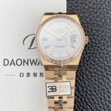 레플리카 [로렉스] 남성용 랜드드웰러 m127285TBR 플랫 주빌리 18K 로즈골드 바게트 36mm 오토매틱 Cal.7135타입 화이트 다이얼 rol5640  