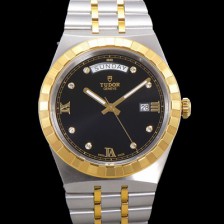 레플리카 [튜더] 남성용 로얄 워치 오토매틱 스위스 ETA2836-2 타입 18K 옐루골드 41mm 메탈줄 블랙다이얼 tud2191  