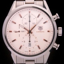 레플리카 [태그호이어] 남성용 까레라 칼리버 1887 크로노그래프 화이트 다이얼 7750 오토매틱 TAG4200  