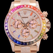 레플리카 [로렉스]남성용 데이토나 오이스터 라인보우 와치 보석/큐빅 세팅 4130타입 무브튜닝 40mm 올금/통금 로즈골드 블랙 다이얼 ROL87026  
