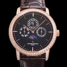 레플리카 [바쉐런콘스탄틴] 남성용 패트리모니 다이아셋팅 로즈골드 논페이즈 오토매틱 1120타입 41mm 가죽줄 블랙다이얼 vac9682  