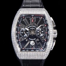 레플리카 [프랭크뮬러] 남성용 뉴 사라토거 오토매틱 크로노그래프 A7750-2타입 44mm 보석/다이아셋팅 가죽줄 블랙다이얼 fra24685  