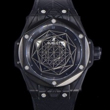 레플리카 [휴블렛] 남성용 빅뱅 쌍 블루 티타늄 PVD 오토매틱 HUB1213타입 45미리 가죽/우레탄 믹스밴드 블랙다이얼 hub38783  