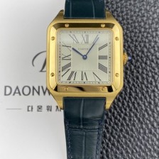 레플리카 [까르띠에] 남성용 산토스 뒤몽 santos1612 엑스라지 18K 옐우골드 46.6mm 쿼츠 무브먼트 실버 다이얼 car69377  