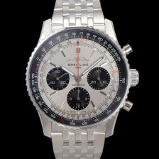 레플리카 [브라이틀링] 남성용 네비타이머 AB0138241G1A1 크로노그래프 ETA7750-2 타입 오토매틱 43mm 메탈줄 실버 다이얼 bre6008  