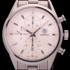 레플리카 [태그호이어] 남성용 까레라 칼리버 1887 크로노그래프 화이트 다이얼 7750 오토매틱 TAG4201  
