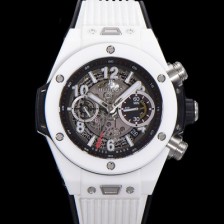 레플리카 [휴블렛] 남성용 위블러 빅뱅 유니코 화이트매직 45mm  오토매틱 HUB1241타입 무브먼트 세라믹 우레탄줄 스켈래톤 화이트 다이얼  hub5191  