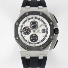 레플리카 [오데마피게] 남성용 NEW MOVT UP!! 로얄오크 오프쇼어 26400SO.OO.A002CA.01 블랙 세라믹 베젤 크로노그래프 화이트 와플 다이얼 오토매틱 무브먼트 AUD0203  