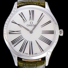 레플리카 [오메가]여성용 드빌 스틸 트레저 다이아몬드 36미리 쿼츠 화이트 다이얼 OMG79077  
