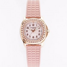 레플리카 [파텍필립] 여성용 아쿠아넛 5072R-001 마더 오브 펄 18k 로즈골드 35.6mm 오토매틱 Cal.324 타입 투톤 베이지 다이얼 pat2234  