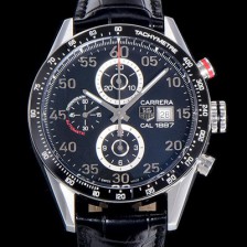 레플리카 [태그호이어] 남성용 까레라 CAR2A10.FC6235 칼리버 1887 클래식 타임피스!! 스톱 세컨드 크로노그래프 블랙 세라믹 베젤 블랙 다이얼 오토매틱 무브먼트 TAG0445  