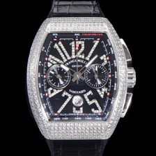 레플리카 [프랭크뮬러] 남성용 뉴 사라토거 오토매틱 크로노그래프 A7750-2타입 44mm 보석/다이아셋팅 가죽줄 블랙다이얼 fra98746  