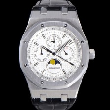 레플리카 [오데마피게] 남성용 로얄오크 퍼펙츄얼 캘린더 41mm 오토매틱 T5134 타입 가죽줄 화이트다이얼 aud9513  